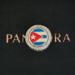 Pandora Cuba Flag Bead Charm Bracelet Pendant S925 Silver with box
